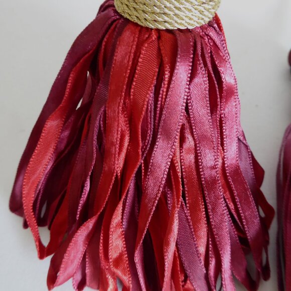NEW 6.5” DECORATIVE ACCENT RED PURPLE BURGUNDY RIBBON TASSEL SET OF 3 - Picture 5 of 8